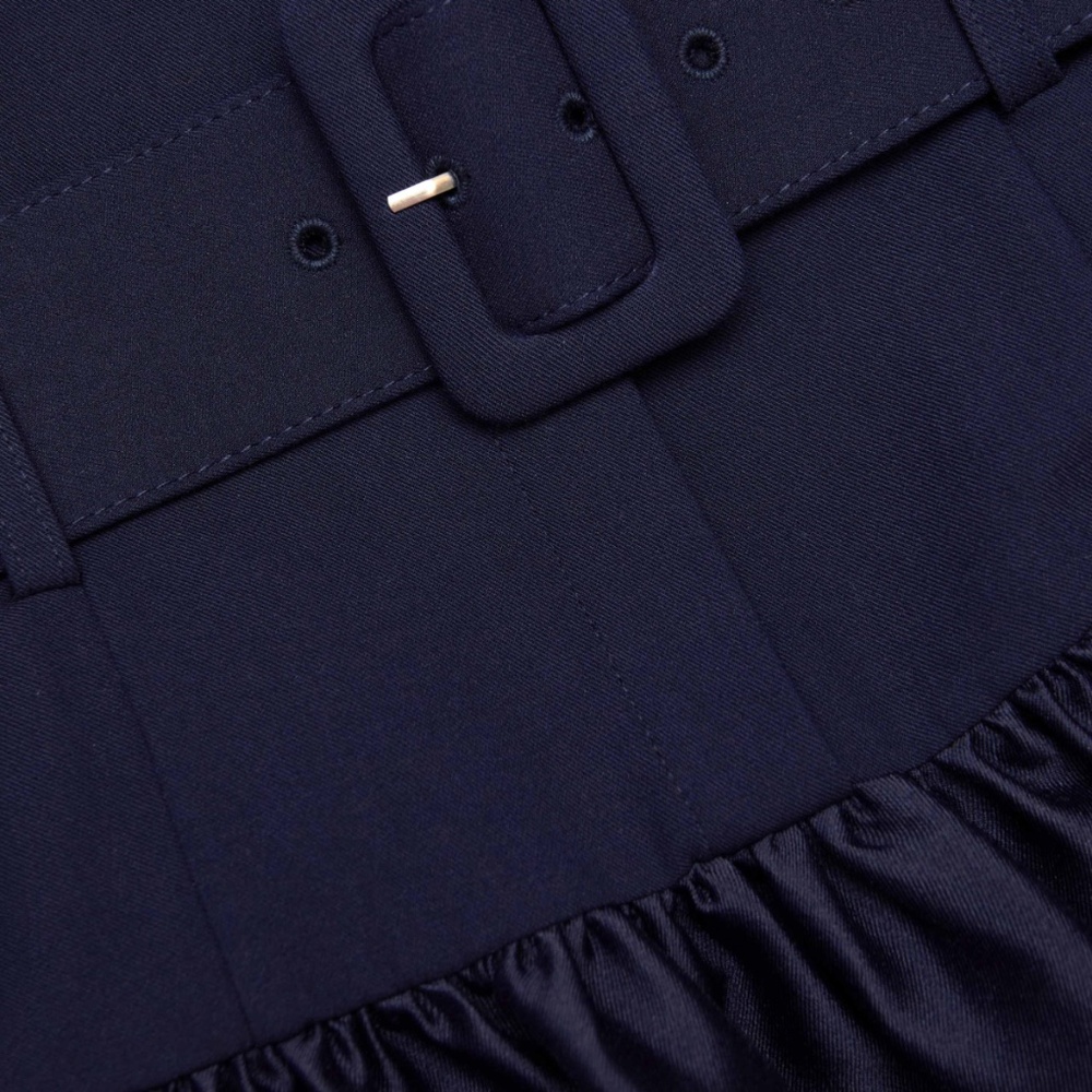 self-portrait Navy Belted Twill Midi Dress 2026 - Size US4 - MSRP $560 - NWT - Picture 5 of 9